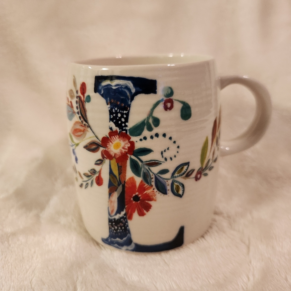 Floral Monogram Mug with Letter L